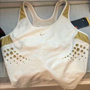 Nike White and Gold Sports Bra